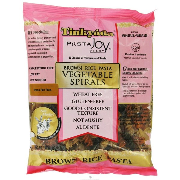 Tinkyada Spiral Vegetable Brown Rice Pasta, 12-ounce Packages (Case of 12)