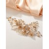 AW BRIDAL Bridal Hair Comb Pearl Flower Wedding Hair Pieces for Bride Hair Accessories Wedding Hair Comb Clips (Gold)