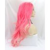 Yinuozhogntian Long Wave Pastel Pink Ombre Synthetic Lace Front Wigs for Women Bright Red Pink Wig Natural Wave Glueless Heat Resistant Fiber Drag Queen Wigs