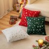 MIULEE Set of 2 Christmas Decorative Throw Pillow Covers Soft Faux Fur Pillow Cases Covers with Silver Snowflake Glitter Winter Pillowcases for Couch Sofa Bed Girls Room, 18 X 18 Inch, Red