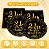 41 PCS 21st Birthday Decorations for Women Men Black and Gold Cheers to 21 Years Set Included Plates Napkins Tablecloth for Her Him 21 Years Old Birthday Party Supplies