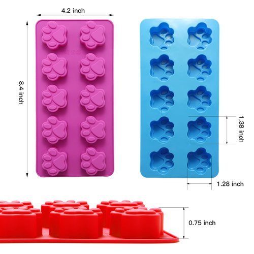 6PCS Silicone Molds Puppy Dog Paw and Bone, Elegant Chocolate Molds for Baking, Non-Stick gummy molds, Dog Treat Molds, Used for Chocolate, Candy,Pudding, Jelly,Ice Cube,Biscuits,Dog Treat by AOULELA