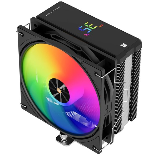 Thermalright Assassin X 120R Digital ARGB Black CPU Cooler, Digital Screen Top Cover, TL-P12-S PWM Quiet Fan CPU Air Cooler, Computer Heatsink Cooling, Support AM4/AM5,Intel LGA1851/1700/115X/1200
