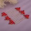 Rumtock 6pcs Red Rhinestones Hair Pins Set for Women Girls Wedding Bridal Hair Styling Jewelry Handmade Hair Piece (Red)