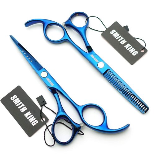 5.5 Inches Hair Cutting Scissors Set with Razor Combs Lether Scissors Case,Hair Cutting Shears Hair Thinning Shears for Personal and Professional (Blue)