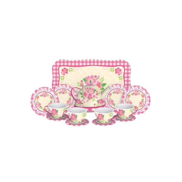 Schylling Fancy Tin Tea Set , Red