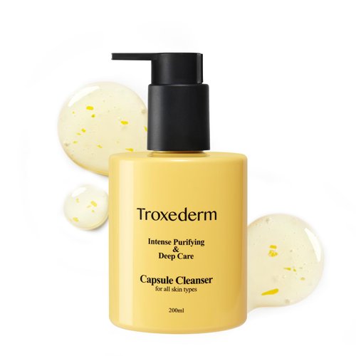 TROXEDERM Capsule Cleanser - Daily Facial Gel Cleanser with Collagen Troxerutin Niacinamide Peptides Removes Makeup Exfoliates Impurities for All Skin Types 6.76 Fl. Oz