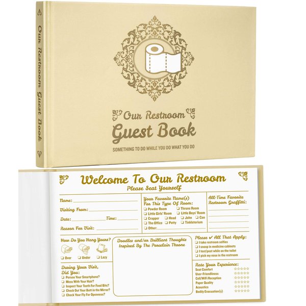 Maad Bathroom Guest Book - Funny Housewarming Gift, Hostess Gift, or White Elephant Gift Idea