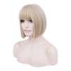 Creamily 12 Inch Short Blonde Wig for White Women Shoulder Length Straight Bob Wigs with Bangs Synthetic Hair Wigs Halloween Costumes Cosplay Wig for Women (16/613 Blonde Wig)