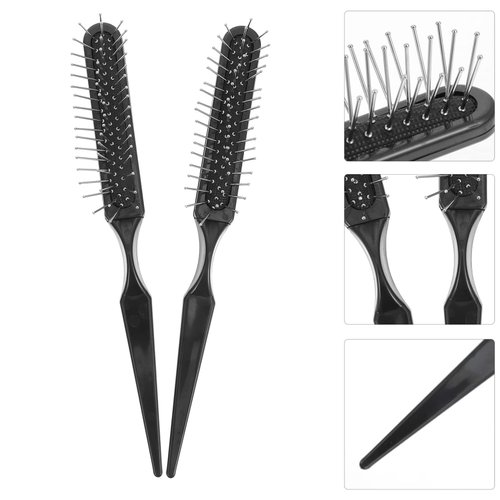 KALLORY Wire Hair Brush 2pcs Detangling Steel Bristle Hair Brush Tail Scalp Teasing Massage Comb Backcombing Airbag Wig Rat Scalp Comb