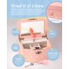 Elle Jewelry Box - Ballerina Jewelry Organizer and Swan Lake Wind-Up Music Box for Girls and Teens, Accessories and Keepsake Wooden Storage with Lock and Mirror, Charming Room Decor and Gift, Small