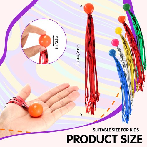 JellyArch Comet Balls Bouncy Balls Favors with Colorful Streamers Mini Rubber Bouncing Balls with Tail for Birthday Party Favors Bag Fillers Halloween Prizes, Assorted Colors(24 Pcs)