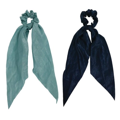 GETACOTA 9 Pieces Hair Scrunchies Bowknot Satin Chiffon Long Tail Elastics Ribbon Ear Bow Pattern Colors Scrunchy Scarf Scrunchie Vintage Ponytail Holder Ties Bands Accessories for Women(longtail9p)