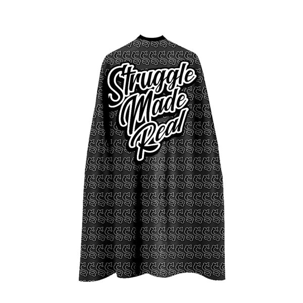 JV PRO Struggle Made Real Original Salon-Quality Barber Cape with Adjustable Neck Closure - Water-Resistant and Hair-Repellent Fabric, Stylish and Durable Hair Cutting Cape