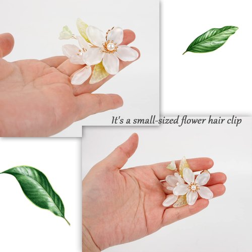 Elegant White Flower Hair Clips for Women Decorative Hair Barrettes with the Appearance of White Magnolia Flower Hair Barrettes Small for Prom and Wedding