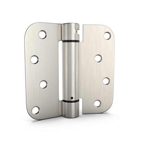 goldenwarm Pack of 2 4 inch Door Hinges Satin Nickel Self-Closing Spring Door Hinges - Heavy-Duty Spring Hinges for Interior and Exterior Doors, 5/8" Radius Corners