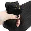 Sunny Sew in Hair Extensions Real Human Hair Black for Women Weft Hair Extensions Human Hair Jet Black Sew in Extensions Human Hair Invisible Hair Extensions Weft One Bundle 16Inch 100G