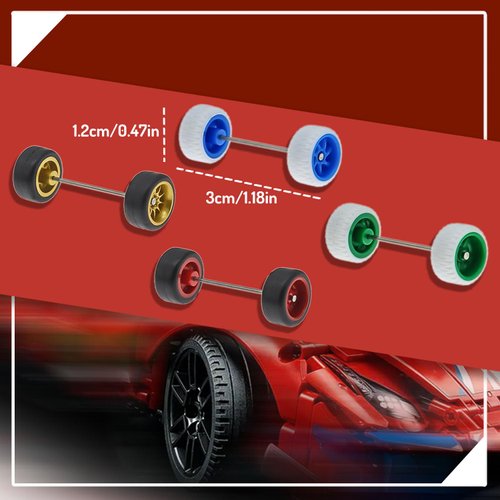 BrickBounty 1/64 Wheels & Tires for 1/64 Toy Cars (10 Sets Packaging), Random Color Rims Tires Set for 1/64 Scale Cars