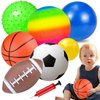 Balls for Toddlers 1-3, 8 Pack Sport Balls Toys with Air Pump- Football, Rugby Ball, Basketbal, Bouncy Ball, Tennis Ball, Massage Ball, Beach Ball, Stress Ball, Indoor Outdoor Toddler Sports Gifts