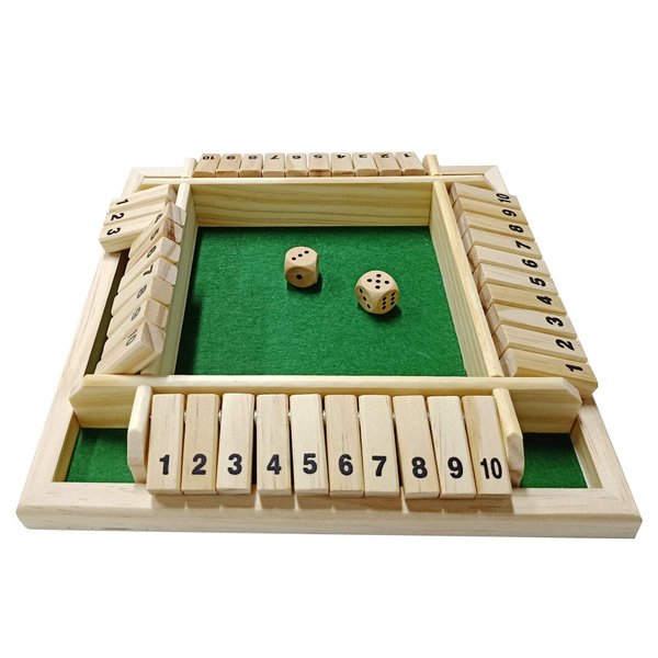 DC-BEAUTIFUL Shut The Box Dice Game, 2-4 Players Classic Board Game for Adults, Wooden Tabletop Game with Dices and Instruction,Math Strategy Game for Christmas Party (Green)
