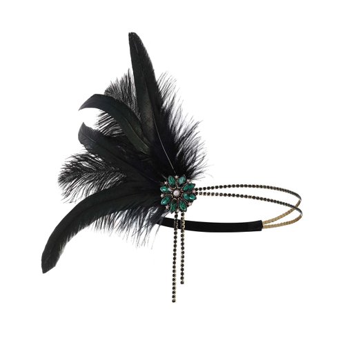 BABEYOND 1920s Headpiece Flapper Headband Rhinestone Pearl Feather Hair Band Great Gatsby Headpiece Accessoreis for Women