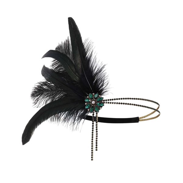 BABEYOND 1920s Headpiece Flapper Headband Rhinestone Pearl Feather Hair Band Great Gatsby Headpiece Accessoreis for Women