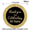 Careland 50th Birthday Stickers, Gold 1.75 Inch Round Circle Labels, 50 Reusable Decorations for Anniversary Party, Pack of 50