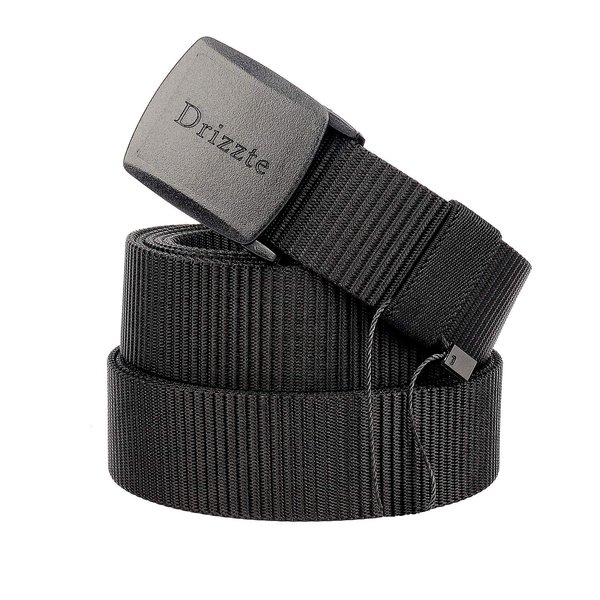 Drizzte 59'' Plus Size Long Men's Military Duty Web Nylon Belt Plastic Buckle Black