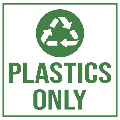 Square Plus Plastics Only Wall or Door Sign | Eco-Friendly Recycling - Medium