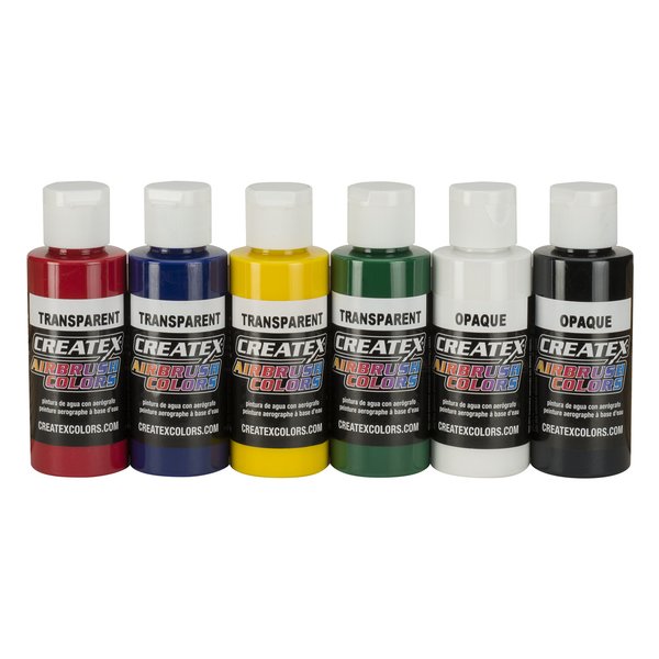 Createx Colors 5801-00 Airbrush Paint Set, 2 Ounce (Pack of 6), Multicolor, 12 Fl Oz