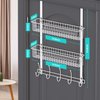 LUCYCAZ Over The Door Hooks Organizer, Door Hanger Towel Rack with 10 Coat Hooks & 2 Mesh Basket Over The Door Shelf, Back of Door Storage Organizer for Barthroom Kitchen Hanging Towel Clothes (White)