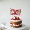 1 PCS Glitter Grinch Happy Birthday Cake Topper Assembled Merry Christmas Grinch Cake Pick for Christmas Theme Baby Shower Kids Birthday Party Cake Decorations Supplies Red