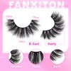 FANXITON Mink Lashes Fluffy 6D Volume False Eyelashes Fluffy Strip 15-18MM Fake Lashes 100% Handmade Lightweight 5 Pairs Pack Faux Mink Lashes (FD02)