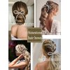 AOREAS 2PCS Bow Hair Clips Rhinestone Bowknot Clips Crystal Hair Pieces for Women Vanlentine Mothers' Day Party Halloween, Beige