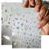 9Sheets Metallic Nail Art Stickers Decal Sun Star Nail Decals Nail Art Supplies Sun Stars Moon Heart Butterfly Starlight Designer 3D Self-Adhesive Gold Nail Design Sticker for Acrylic Nails Decoration
