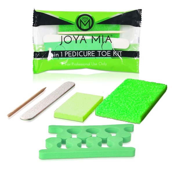 5-in-1 Disposable Pedicure Kit, Pedicure Tools for Feet, Complete Pedicure Kit for Salon-Quality Nail Care, with Nail Buffer, Pumice, Nail File & Wood Stick, Pack of 12 - Joya Mia