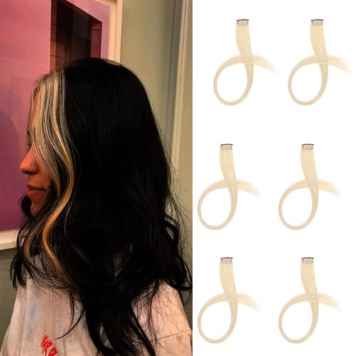 Clip in Highlight Hair extensions 10A Human Hair Clips on Hair Pieces Straight Clips on High Light Hair Extensions for Women Girls