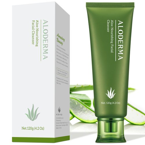 Aloderma Firming & Nourishing Facial Wash with 77% Organic Aloe Vera - Moisturizing Face Wash for Dry, Aging Skin, Replenishing Aloe Vera Facial Cleanser for Women & Men - Hydrate & Rejuvenate, 4.2oz