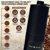 Pop and Party Stainless Steel Manual Coffee Grinder with Adjustable Setting - Lightweight and Easy to Clean - Hand Held Coffee Grinder - Perfect for Home, Office, and Camping - (Black)