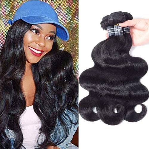 Amella Hair 8A Brazilian Virgin Hair Body Wave 3 Bundles 100% Unprocessed Brazilian Body Wave Remy Human Hair Extensions Natural Black Color(20 22 24)