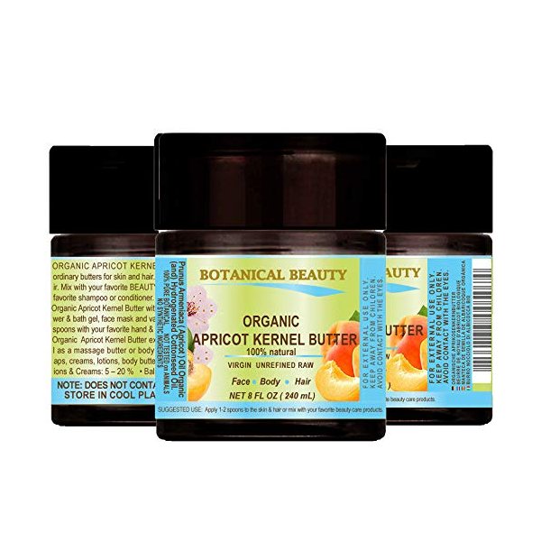 Botanical Beauty ORGANIC APRICOT KERNEL OIL BUTTER Australian. 100% Natural 100% PURE BOTANICALS VIRGIN UNREFINED RAW 8 Fl.oz.- 240 ml. for FACE, SKIN, BODY, DAMAGED HAIR, NAILS.