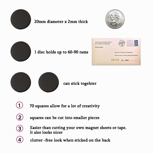 HOUSE AGAIN Round Magnets with Adhesive Backing, Adhesive Magnets for Crafts, Small Sticky Magnetic Dots for DIY Projects, Hanging & Organizing Light Objects, 70 Pcs 20x2mm