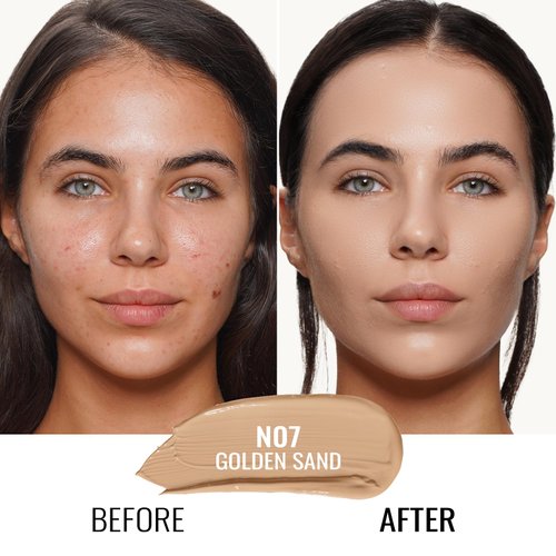 Oulac Foundation Make Up, Skincare Infused With Aloe Leaf And Vitamin E, Medium to High Coverage Liquid Foundation, Foundation Vegan 30ml, Shade：Golden Sand 07