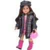 Sophia's 4 Piece Winter Pea Coat, Scarf, Hat and Boots Set for 18'' Dolls, Gray/Pink