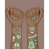xo, Fetti Space + Planets Glow in Dark Temporary Tattoos for Kids - 46 pcs | Alien Birthday Party Supplies, Astronaut Favors + Rocket ship Decorations