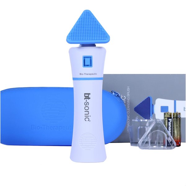 Bio-Therapeutic bt-Sonic Facial Cleansing Brush, Exceptional Quality Water Resistant Face Exfoliator, Ultrasonic Handheld Silicone Face Cleanser