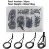 THKFISH Rod Repair Kit Rod Tip Repair Kit Ceramics Tips Stainless Steel Carbon Spinning Rod Guides Fishing Rod Repair Kit Black 35pcs
