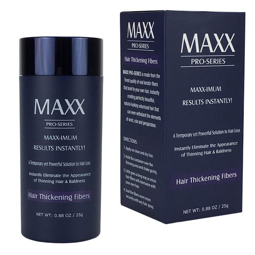 MAXX PRO-SERIES Volumizing Hair Fibers with real Keratin for Thinning Hair/Hair Loss – Dermatologist Tested and Certified Hypoallergenic - 60 days + supply - Multiple Colors Available (Medium Brown)