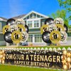 13th Birthday Decorations for Boys Girls Black and Gold Omg Ur a Teenager Banner Foil Confetti Balloons Happy 13th Birthday Backdrop Yard Sign for Kids 13 Years Old Anniversary Birthday Party Supplies