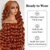 UREMY 13x6 Lace Frontal Reddish Wig 30 Inch Bouncy Curly Synthetic Hair Preplucked with Baby Hair Transparent Swiss Lace Heat Friendly Cooper Ginger Free Part Lace Front Wigs for Women